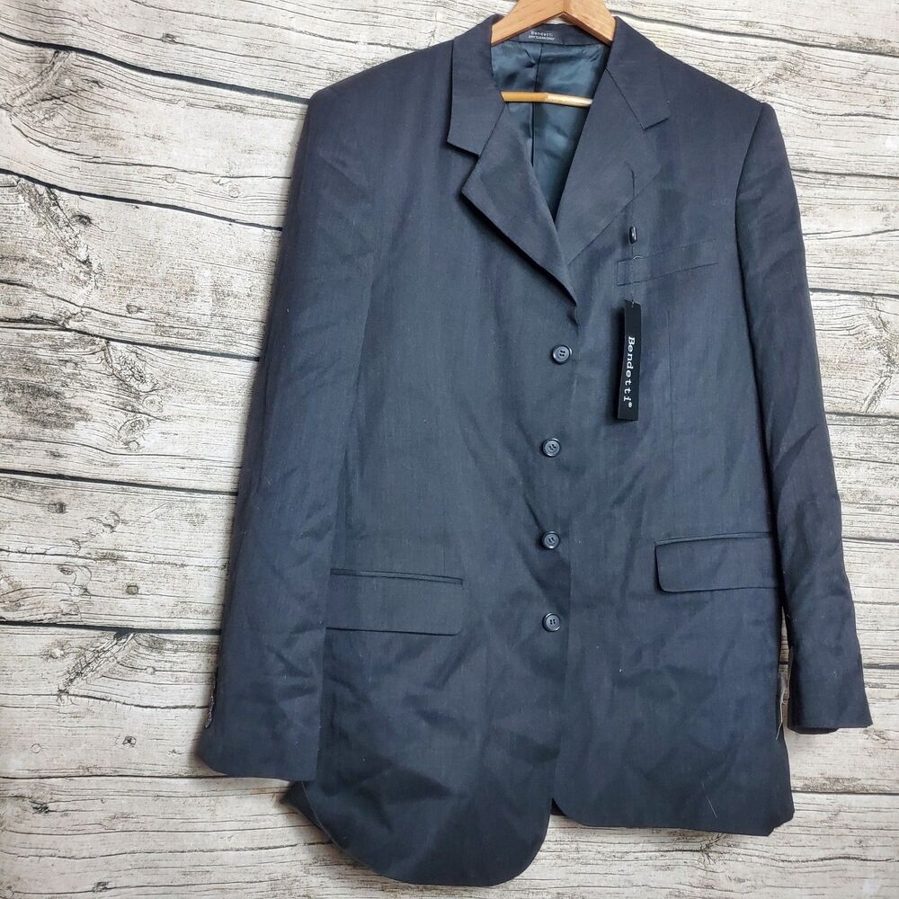Bendetti Charcoal Blazer Size 44L 100% Virgin Wool NWT